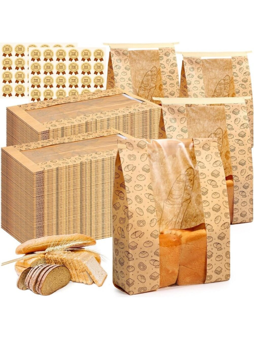 250 Pack Kraft Paper Bread Bags for Homemade Sourdough & Bakery Treats